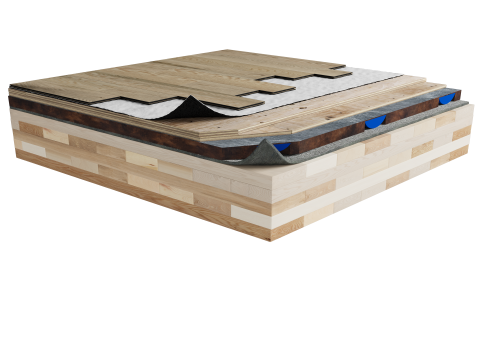 MTR-SVR | Wood | Floating | Insonofloor (Soprema) | Floating | 1/2'' plywood | 5/8'' plywood | AcoustiTECH SOFIX | AcoustiTECH Lead 6 | Mass timberFloating image