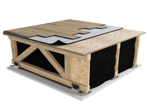 R4L-LWD | Wood | Floating | Acoustiboard (Soprema) | Light wood | Acoustic isolator | Ceiling image