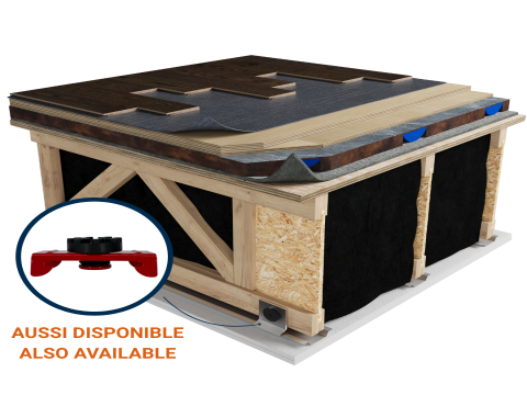 LWF-US1 | Laminate | Nailed down | 5/8'' plywood | 5/8'' plywood | AcoustiTECH SOFIX | AcoustiTECH Lead 6 | Light wood | Acoustic isolator | Ceiling image