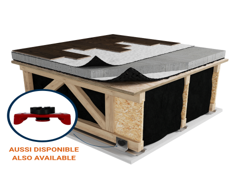 LWF-3VI | Laminate | Floating | Insonofloor (Soprema) | Floating | 1“1/2 concrete topping | Insonomat (Soprema) | Light wood | Acoustic isolator | Ceiling image
