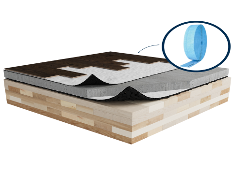 MTR-0K6 | Laminate | Floating | Insonofloor (Soprema) | Floating | 1“1/2 concrete topping | Insonomat (Soprema) | Mass timber image